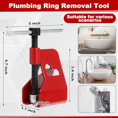 4 Pcs Angle Stop Wrench Kit Plumbing Tool, Olive Ring Removal Tool with Diameter of 1/2", 3/4", Compression Sleeve Puller for 1/2" Compression Fitting, Install Angle Stop Nut(Ferrule,Grey) Ferrule Grey