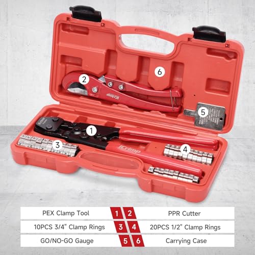 iCrimp PEX Pipe Clamp Crimping Tool Kit for Stainless Steel Clamps PEX Clamp Cinch Tool Kit (Boxed)