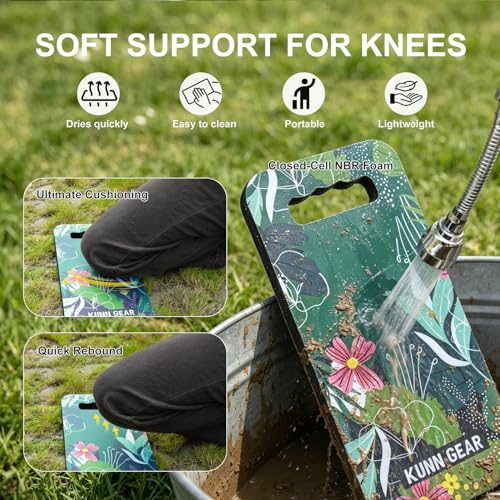 KUNN 5 Gallon Garden Bucket Tool Organizer & Kneeling Pad Set, Green Green Leaf