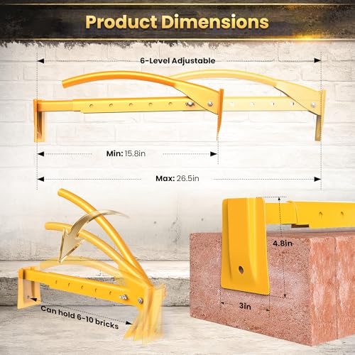 Heavy Duty Steel Brick Tongs, Adjustable Brick Carrier for 6-10 Bricks, Labor-Saving Brick Lifting Tool for Masonry Construction and Building Projects