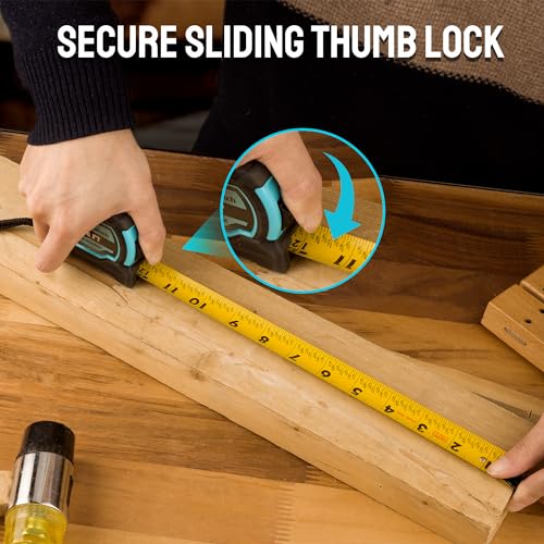 DURATECH Magnetic Tape Measure 25FT&16FT with Fractions 1/8, Retractable Measuring Tape, Easy to Read Both Side Measurement Tape, Magnetic Hook and Shock Absorbent Case