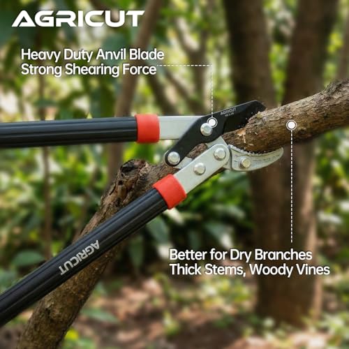 AGRICUT 21" Garden Loppers Anvil - Loppers for Tree Trimming Heavy duty 1.5" Cut Capacity Branch Cutter with Sharp High Carbon Steel Blade for Cutting Branches 21" Lopper