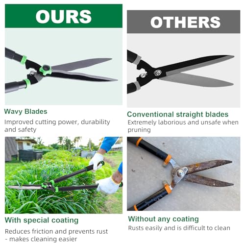 Hedge Shears 29.5" Manual Hedge Clippers with 15° Angle Precision Blades Plant Cutting Scissors for Trimming and Shaping Hedges, Shrubs, Boxwood, Tall Bushes