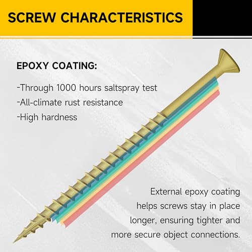 Mywish (8Sets) 1/2" x 3" Hex Head Lag Bolts & 65Pcs Wood Screws #10 x 3 1lb Box, Deck Screws 3 Inch, T25 Torx Drive Head, Outdoor Construction Screws, Lag Screws Wood Screws, Heavy Duty Lag Screws