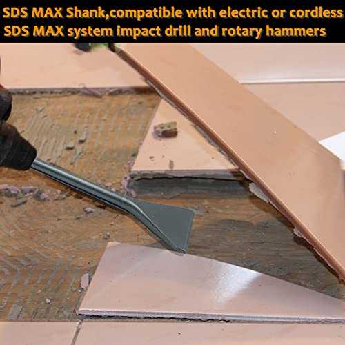 6" Tile Chisel for SDS-Max Rotary Hammer, 15" Long Alloy Steel