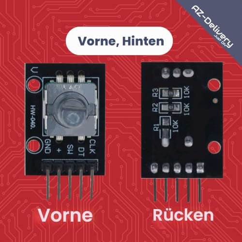AZDelivery KY-040 Rotary Encoder, Rotary Encoder, Module Compatible with Arduino, Includes E-Book!