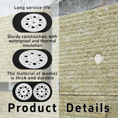 200PCS 46.5mm/1.82inch Plastic Washer Polypropylene Washers for Rigid Foam Board Insulation Fastening, White Plastic Load Spreading Flat Washers for Fixing Supporting Screws Nail Installation 200