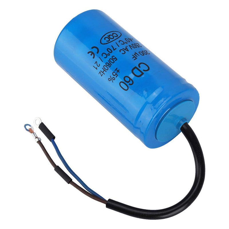 CD60 200uF run capacitor with wire lead 250VAC 50/60Hz for engine air compressor