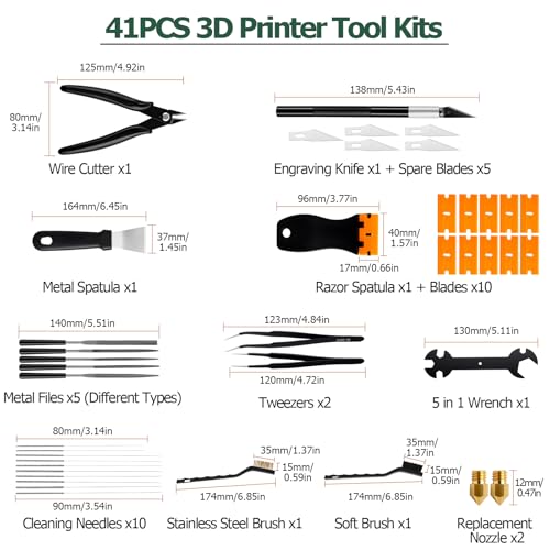 JiGiU 41PCS All-in-One 3D Printer Finishing Tool Kits with Deburring Tool