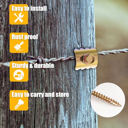 Fence Staples, Fence Post Screws for Softwoods, Fence Fasteners for Wire Fencing, Reuse Fence Staple Nails with Wire Fixer for Wire Mesh and Woven Fencing (1.8 inch-100 Pcs) 1.8 inch-100 Pcs