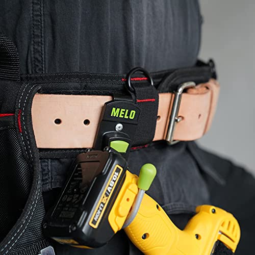 MELOTOUGH 1 PACK Padded Suspenders/Tool Belt Suspenders Heavy Duty Work for Carpenter Electrician Work Suspension Rig + 2 PACK Tool Holster Cordless Drill Holster/Hook Single