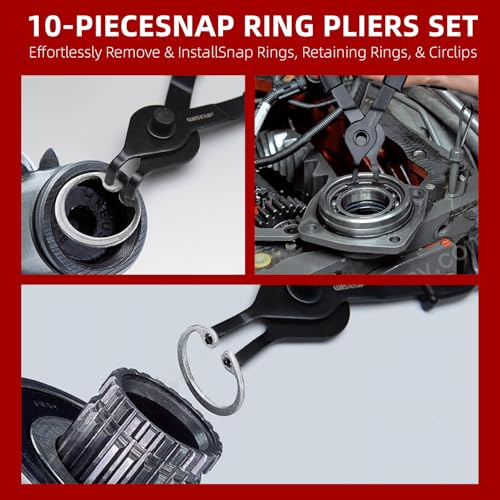 WISEUP 10-Piece Snap Ring Pliers Set, Heavy Duty Circlip Pliers Kit