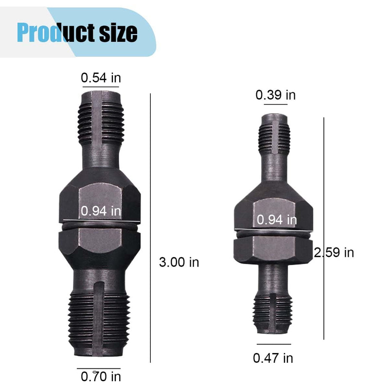 2PCS Spark Plug Thread Chaser Tool, Spark Plug Tapper, High Carbon Steel Insert Tap Repair Set, Double-Ended Spark Plug Chaser Tool with M10 x 1.0/M12 x 1.25 M14 x 1.5/M18 x 1.5 (Type A+B) Type A+B