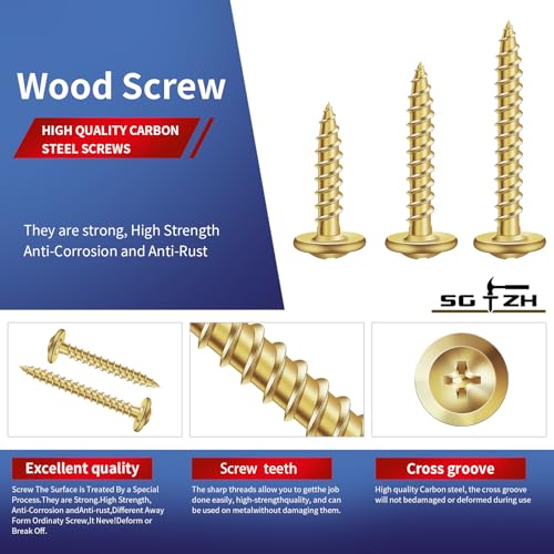 #8 x 1-1/2" Wood Screw 500Pcs Alloy Steel Standard Thread Truss Head Fast Self Tapping by SG TZH #8 x 1-1/2" 500