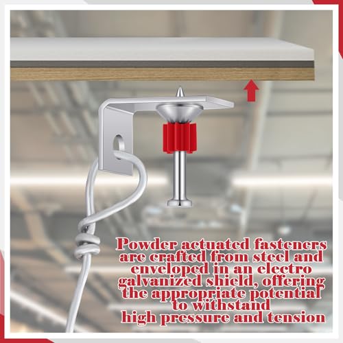 MorningRo 100 Pcs Powder Actuated Drive Pins 1-1/4" 90 Degree Ceiling Clip