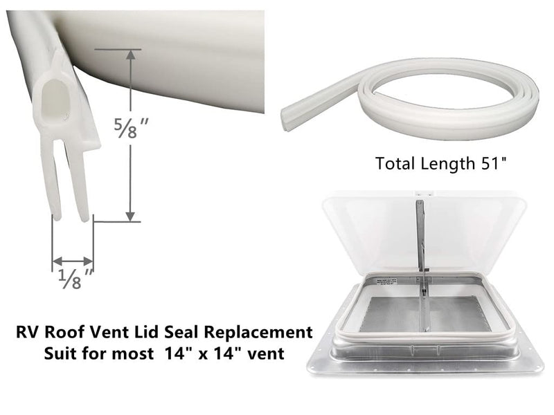 RV Roof Vent Seal 51" RV Seal Replacement for Roof Vents Roof Vent Lid Replacement Gasket… 51"