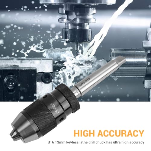 Keyless Drill Chuck, B16 13MM Keyless Lathe Super Heavy Duty Drill, Drill Chuck with Self Tightening Taper Fixture, Industrial Accessories