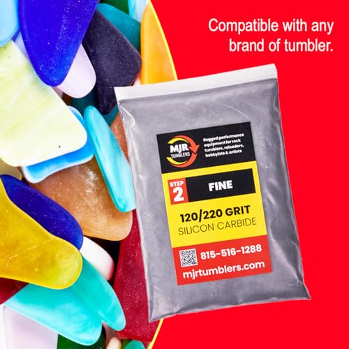 120/220 Grit Silicon Carbide Rock Tumbler Grit, Fine Stage 2 Rock Polishing Grit 3 lb, Stone Polishing Compound for Rotary & Vibratory Tumblers, Lapidary Supply 120/220 Step 2