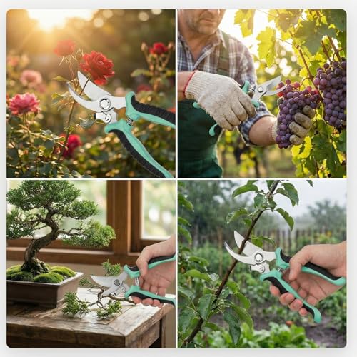 Lothee 9 Pcs Garden Pruning Shears Bulk, Gardening Shears&Scissors, Green