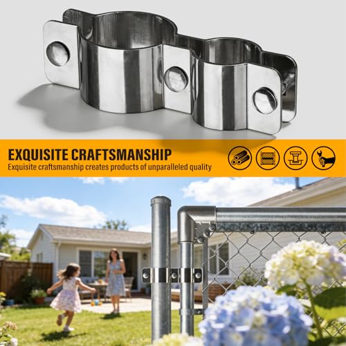 2-3/8" x 1-5/8" Chain Link Fence Panel Clamps, 304 Stainless Steel Saddle Clamp for Fence Post Connection, Heavy-Duty Kennel Clamp for Outdoor Fencing, Dog Kennels, 4pcs 2-3/8"x1-5/8" 4