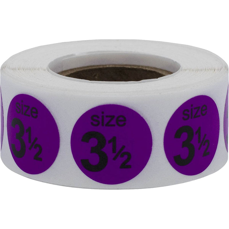Shoe Size 3 1/2 Lilac Stickers for Retail Clothing – 3/4 Inch Round, 500 Semi-Gloss Adhesive Labels Per Roll for Footwear Inventory, Organization, and Display – Made in the USA