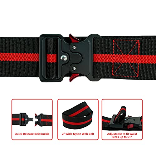 MELOTOUGH 2 Inch Nylon Web Work Belt with Quick Release Metal Buckle + Small Tool Holder, Min Work Organizer Tool Pouch and Knife Holder with Snap Clip