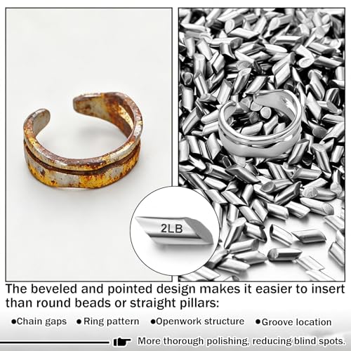2 LB 1/8" Stainless Steel Diagonal Tumbling Media Shot 304 Stainless Steel for Jewelry Tumbler Polishing Corrosion-Resistant Reusable Ideal for Wet Tumbling Includes Storage Box