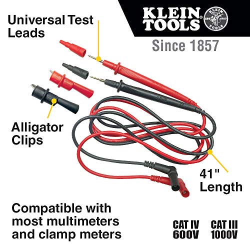 Klein Tools ET250 Voltage Meter Bundle with Replacement Test Lead Set, Right Angle Clips