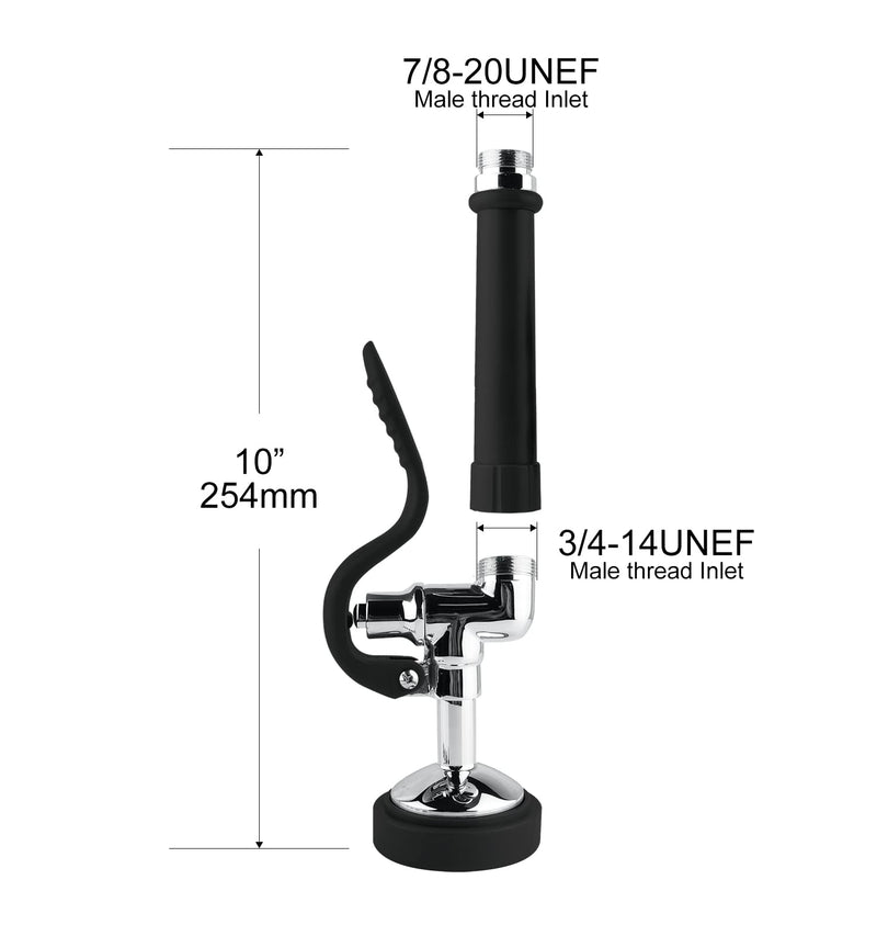 MSTJRY Commercial Sink Sprayer Pre Rinse Spray Valve with Handle Grip Assembly,1.42 GPM High Pressured Dish Sprayer for Replacement Kit of Commercial Faucet, Polished Chrome （Black） Black