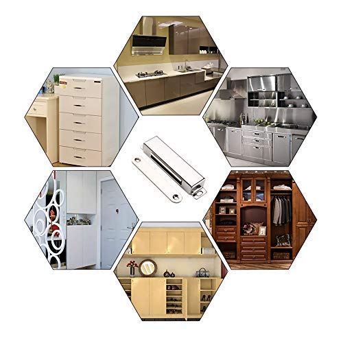Mousike Magnetic Door Catch，70lb Stainless Steel Cabinet Door Magnets with Strong Magnetic for Kitchen Cupboard Wardrobe Closet Cabinet Door Drawer Latch (3.8"70 lbs(10 Pack)) 70lb-10Pack Silver