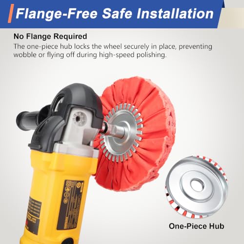 8" Airway Buffing Wheel, Aluminum Wheel Polishing Kit with 5/8" Arbor Hole for Angle Grinders, Complete Polishing Process for Aluminum Wheels, Tanks & Metals, 5 Pcs