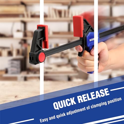 WORKPRO 6" Bar Clamps for Woodworking, 150 lbs Load Limit, 4-Pack Blue 6" Light Duty