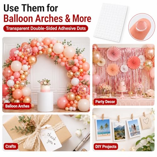 250 Transparent Adhesive Dots, Double Sided Glue Dots for Crafts, Balloons, Posters, Classroom Decor & DIY Projects, Clear Sticky Dots 250