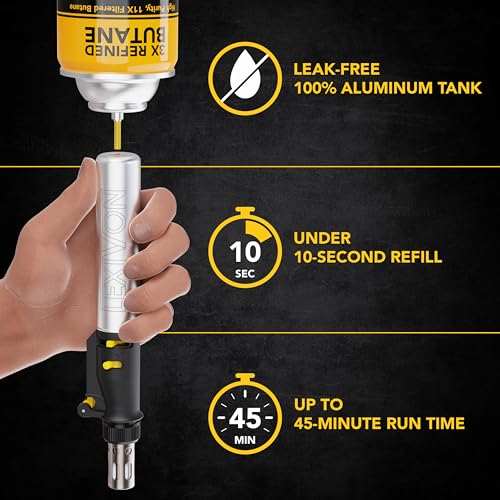 LEXIVON Butane Soldering Iron Kit, Wireless Gas Soldering, Self-Igniting Adjustable Flame, 7 Attachments Set, Working Temperature up to 1300°C, and up to 600°C while Working with Soldering Tips (LX-770)