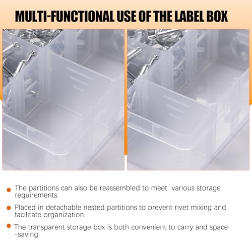 500pcs Pop Rivets Assortment Kit,14 Sizes Aluminum Rivets,Blind Rivets set,including 3/32" 1/8" 5/32" 3/16",metal Dome Head rivets Assortment kit with labels Storage boxes (Silver) Silver