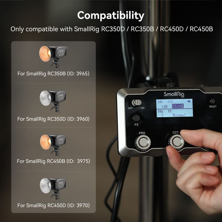 SmallRig COB Video Light Control Panel for RC 350 / RC 450 / RC220 PRO, with 2 "LCD Screen Display, Clamping Magic Arm for Live Streaming, Video Recording-3980