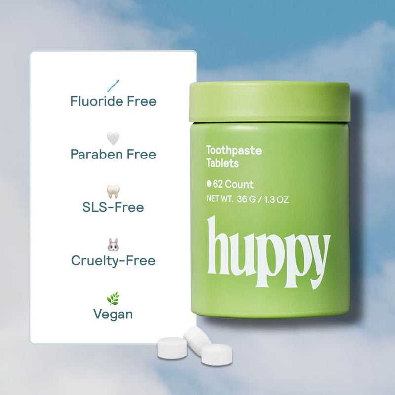 Huppy Toothpaste Tablets, Nano Hydroxyapatite, Fluoride Free and Plastic Free, Natural Whitening, Remineralizing, SLS Free, Bulk Supply, Peppermint Flavor (248 Count) 4 Month Refill (No Refillable Tin)
