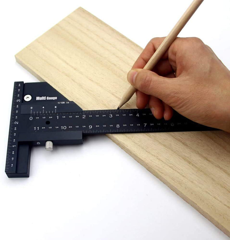 Fafeicy Woodworking T Ruler, 11.8in/30cm Aluminum Alloy Wood Cutter Measure Scribing Ruler, Integrated Locking Device, for Workshop, DIY, Tool Box
