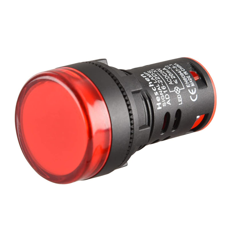 Heschen 22mm LED indicator light AD16-22D/S 24VDC 20mA red light color pack of 5