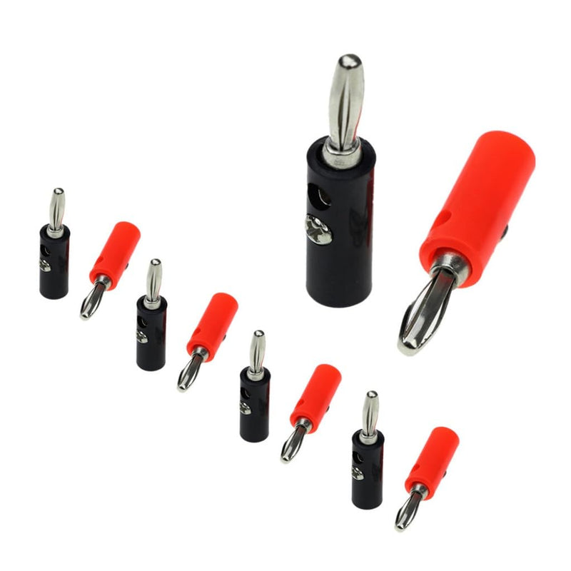 10Pair Silver 4mm Banana Plug Male and Female 4mm Banana Jack Panel Mount Banana Socket Terminal Connector Adapter Red Black (5Red5Black) 5Red5Black