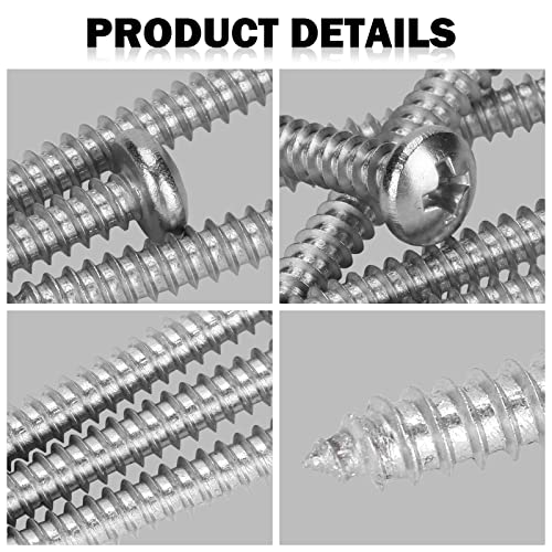 50 PCS #14x3 Stainless Steel Phillips Pan Head Wood Screws,Stainless Steel 18-8 A2(304) Screw,Home Screw Kit by QISHENG #14 x 3 inch 50
