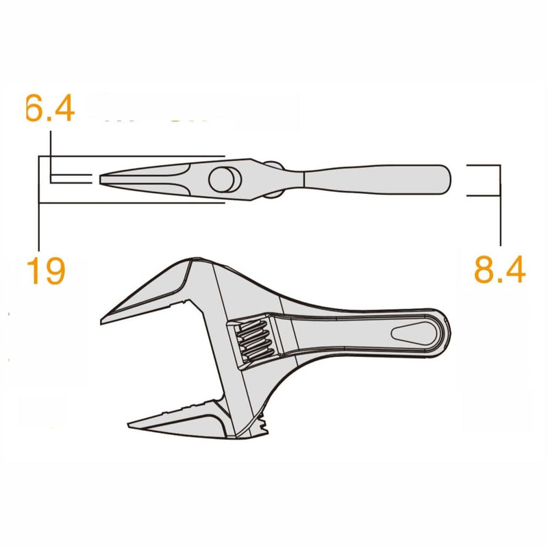 FUJIYA Tools, FLS-53G-F, Short Adjustable Wrench with Grip