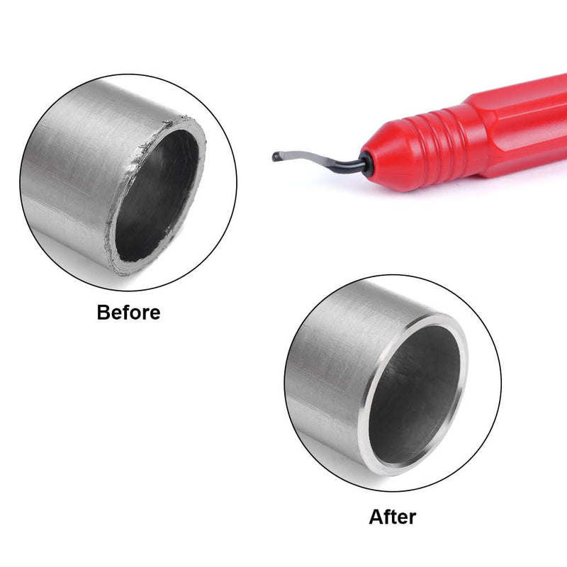 flintronic deburring tool universal, hand deburring tool with 10 replacement blades, 360° rotating blade cutting tool for 3D printers, plastic, aluminum and stainless steel (1 tool + 10 blades) #2 red