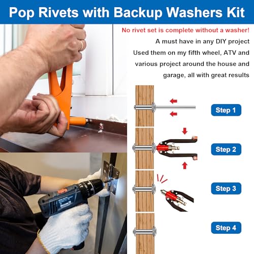 780pcs Pop Rivets with Backup Rivets Washers Assortment Kit