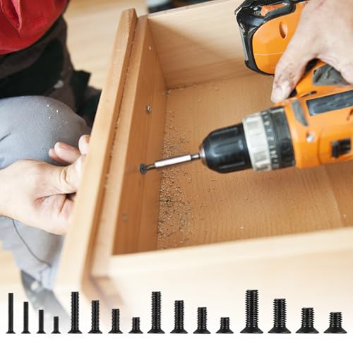 1490 Pcs M2 M3 M4 M5 Machine Screws Assortment Kit,Flat Head Screws M2 M3 M4 M5 - 1490