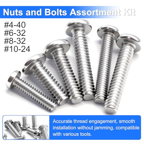 237PCS Machine Screws Nuts and Bolts Assortment Kit, 304 Stainless Steel Bolts 8 Sizes #6-32#8-32#10-24 Phillips Pan Head Hardware Screws + 730Pcs Machine Screws Nuts and Bolts Assortment Kit,