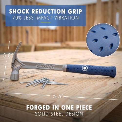 ESTWING Ultra Series Hammer, 19oz Milled Face, Blue Grip, E6-19SM 19 oz