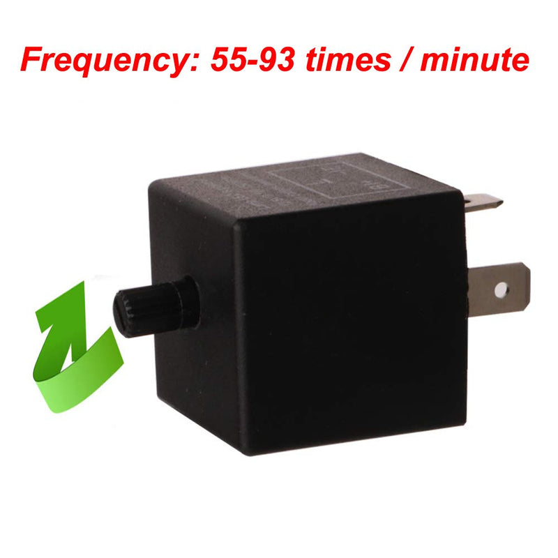 2 pieces 12V 3 Pin Electronic LED Flasher Relay 0.1W-150W c/m Motorcycle Turn Signal Adjustable Flasher CF-14KT, comes with 6pcs Terminals Black-12v