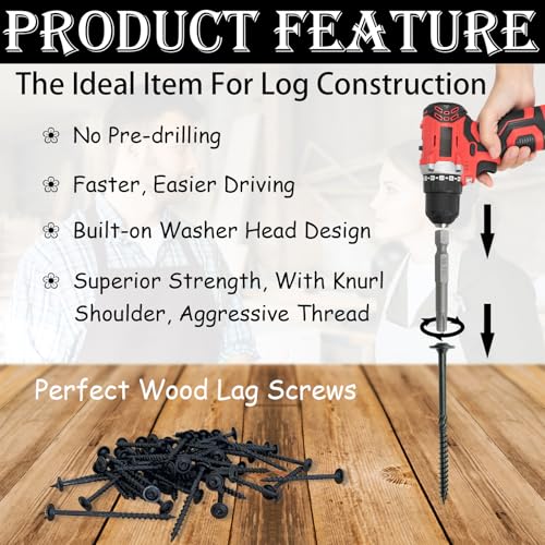 80pcs Decking Wood Screws, Lag Screw with 2pcs T30 Torx Drive Bits #14 x 4