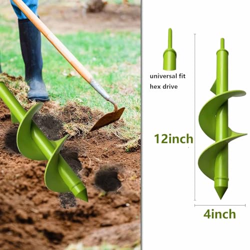 TCBWFY 3x24 Inch Auger Drill Bit for Planting - Easy Planter Garden Auger - Bulb & Bedding Plant Augers,TCBWFY 4"x12" Auger Drill Bit for Planting Digging Holes,Garden Plant Flower Bulb Auger